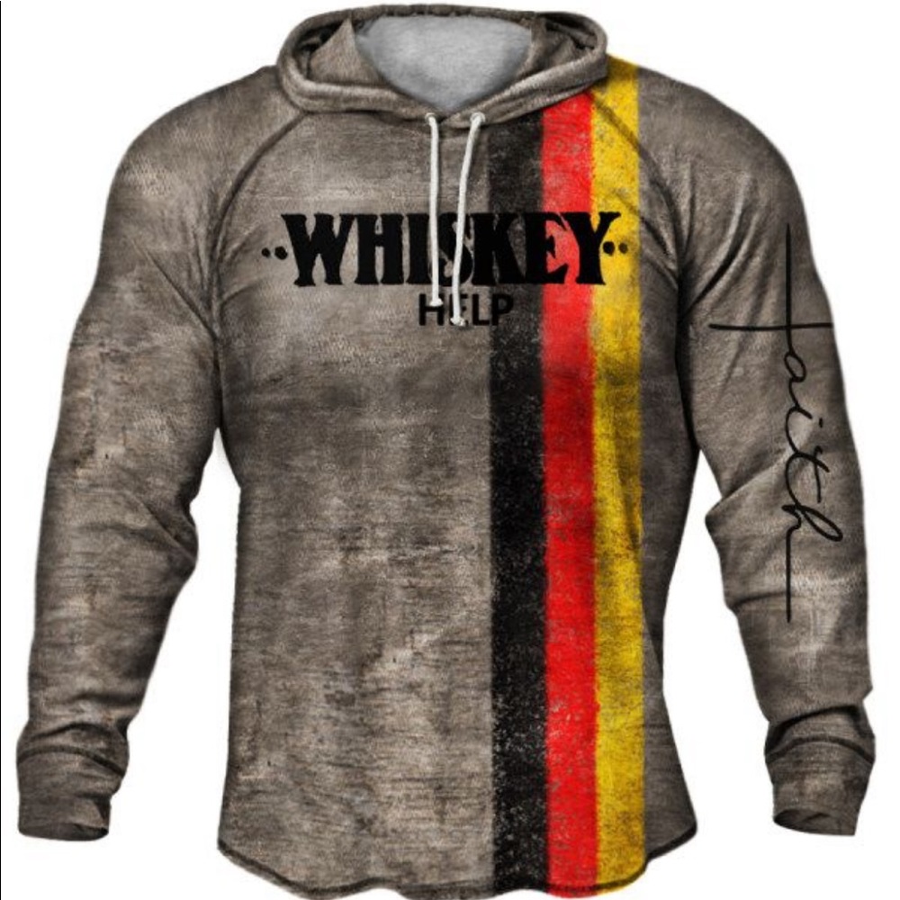 Whiskey Vintage Print Long Sleeve Hoodie - Picture 8 of 8